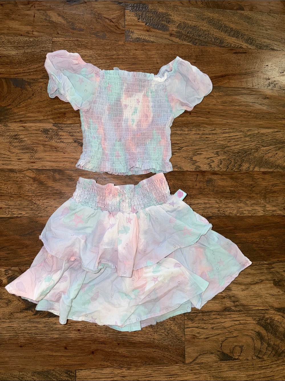 The Little Mermaid Tie-Dye Smocked Top & Ruffle Skirt Set Girls S (6/7)